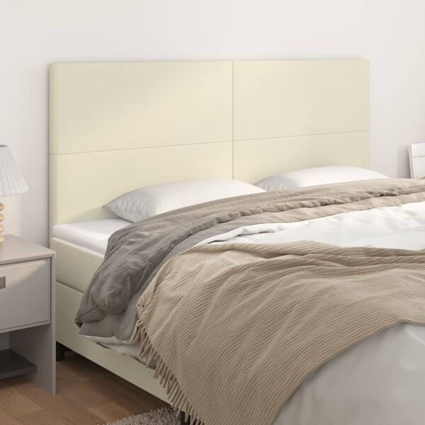 vidaXL Hoofdbord cr&egrave;me 200x5x118/128 cm kunstleer