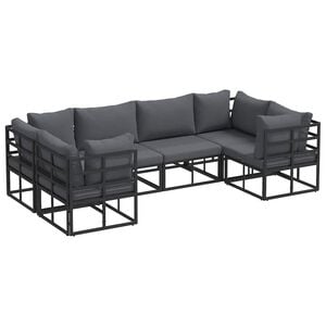 vidaXL Tuinbankenset 6 st Zwart Aluminium