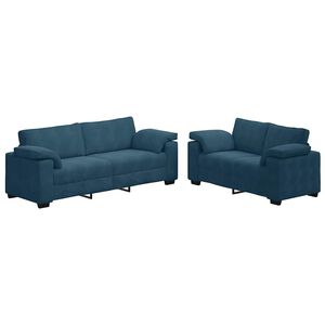 vidaXL 2-delige bankset met kussens, blauw fluweel