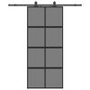 vidaXL Schuifdeur met beslagset 90x205 cm gehard glas zwart