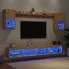 vidaXL 6-delige Tv-wandmeubelset met LED bewerkt hout sonoma eiken
