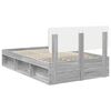 vidaXL Bedframe Grijs Sonoma 135 x 190 cm Massief grenenhout