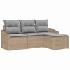vidaXL Bankstel 4 st Beige poly rattan