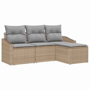 vidaXL Bankstel 4 st Beige poly rattan