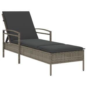 vidaXL Ligbed met kussen 63x200x81 cm poly rattan grijs
