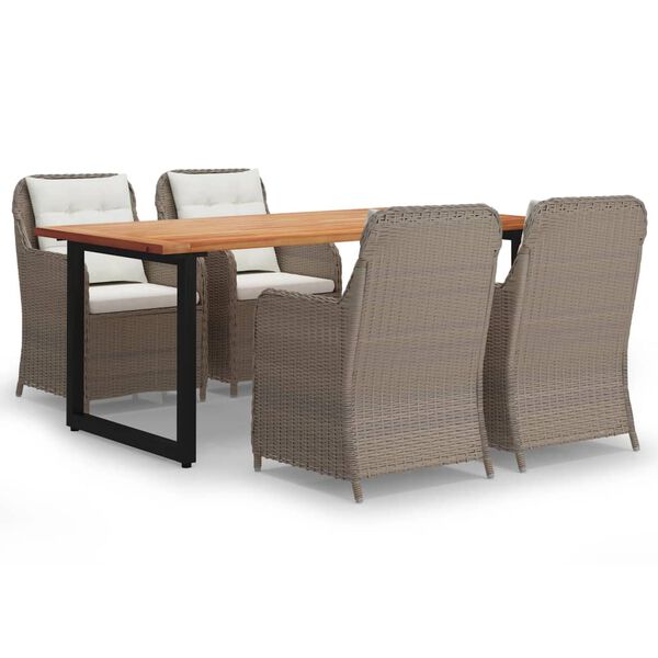 vidaXL 5-delige Tuinset met kussens poly rattan bruin