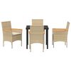 vidaXL Tuin eettafelset 5 st Beige poly rattan