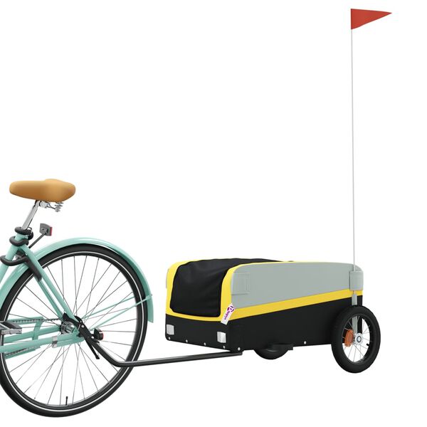 vidaXL Fietstrailer 30 kg ijzer zwart en geel