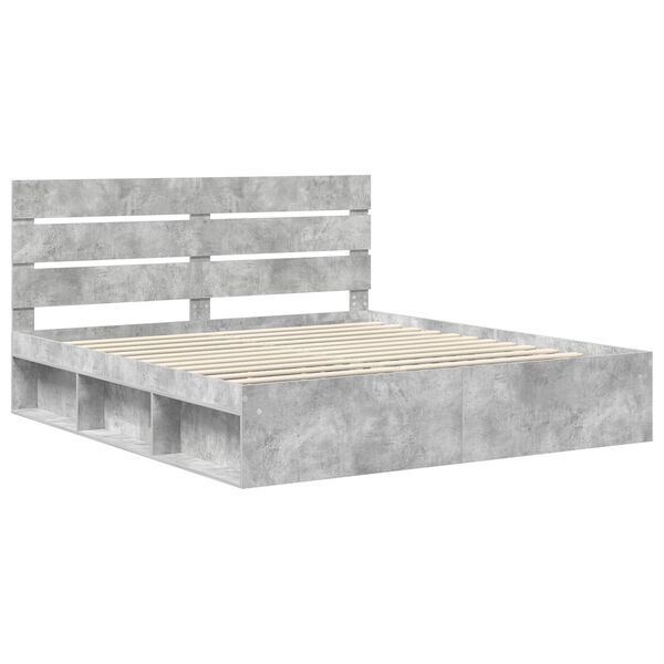 vidaXL Bedframe met hoofdeinde Beton 180 x 200 cm Massief grenenhout