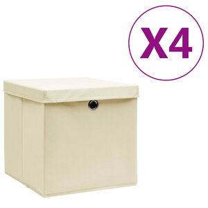 vidaXL Opbergboxen met deksel 4 st 28x28x28 cm cr&egrave;mekleurig