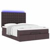 vidaXL Ottoman bed met matras en LED's 140x190cm stof donkerbruin