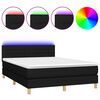 vidaXL Boxspring met matras en LED stof zwart 140x190 cm