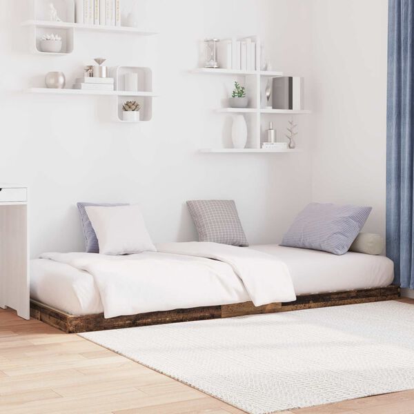 vidaXL Vloer bedframe Oudhout 100 x 200 cm Bewerkt hout
