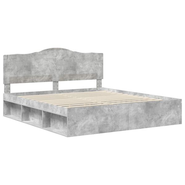 vidaXL Bedframe met hoofdeinde Beton 180 x 200 cm Massief grenenhout