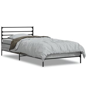 vidaXL Bedframe bewerkt hout en metaal grijs sonoma eiken 100x200 cm