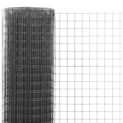 vidaXL Kippengaas 10x1 m staal met PVC coating grijs