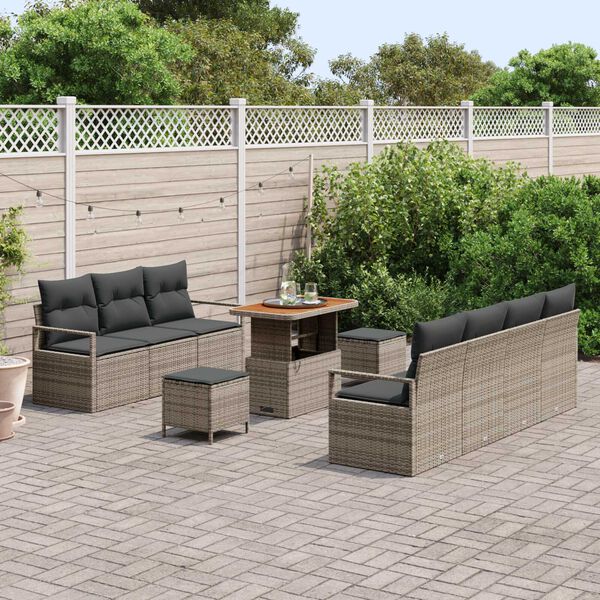 vidaXL Tuin Sofa Set met kussen met opslag met kussen 10 pcs Grijs