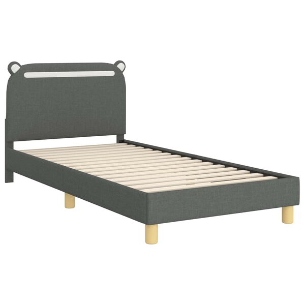 vidaXL Bedframe voor kinderen met hoofdbord Donkergrijs 90 x 200 cm