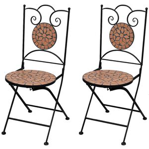vidaXL Opklapbare stoelen, 2 stuks, keramiek, terracotta