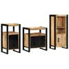 vidaXL Badkamermeubelset 3 pcs Bruin en zwart Massief Mango Hout