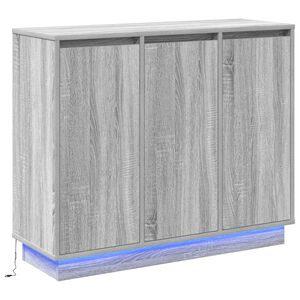 vidaXL LED Sideboard Grijs Sonoma 90 x 32 x 75 cm Bewerkt hout