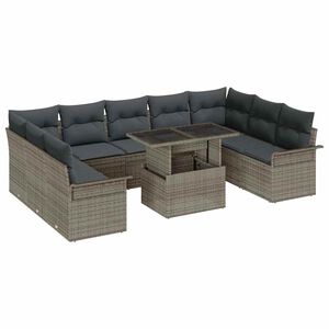 vidaXL Tuin Sofa Set met kussen 10 pcs Grijs Poly riet