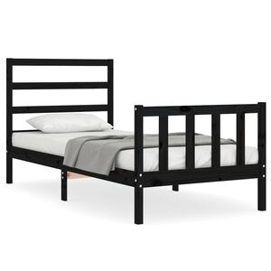 vidaXL Bedframe met hoofdbord massief hout zwart