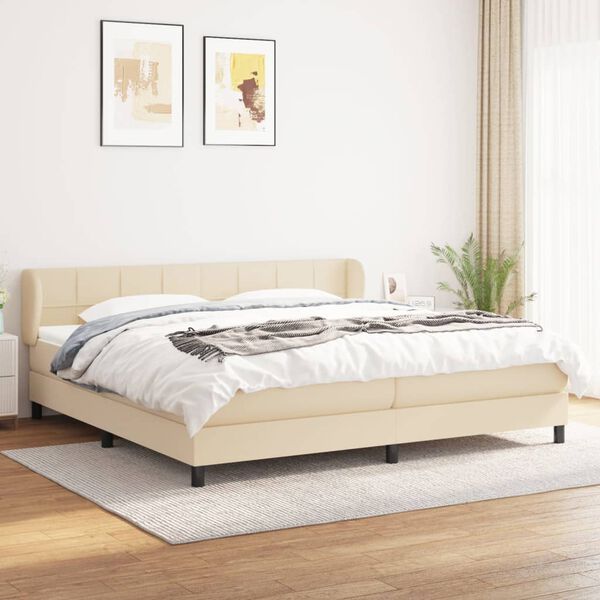 vidaXL Boxspring met matras stof cr&egrave;mekleurig 200x200 cm
