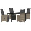 vidaXL Tuin eettafelset met kussen 5 pcs Grijs poly rattan