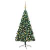 vidaXL Kunstkerstboom met verlichting en kerstballen half 210 cm groen