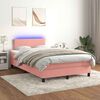 vidaXL Boxspring met matras en LED fluweel roze 120x190 cm