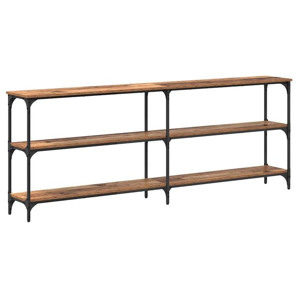 vidaXL Wandtafel Oud Hout 200 x 29 x 75 cm Geperst Hout en Metaal