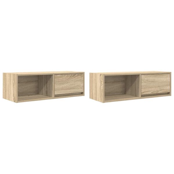 vidaXL Tv-meubels 2 st 80x31x25,5 cm bewerkt hout sonoma eikenkleurig