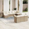 vidaXL 10-delige Loungeset met kussens poly rattan beige