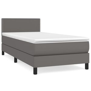 vidaXL Boxspring met matras kunstleer grijs 80x200 cm