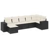 vidaXL 7-delige Loungeset met kussens poly rattan zwart