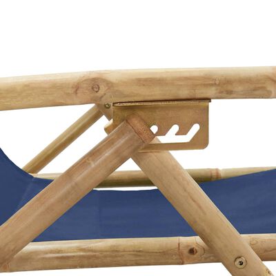 vidaXL Relaxstoel verstelbaar bamboe en stof marineblauw