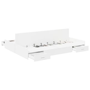 vidaXL Opbergbedframe met lade Wit 135 x 190 cm Bewerkt hout