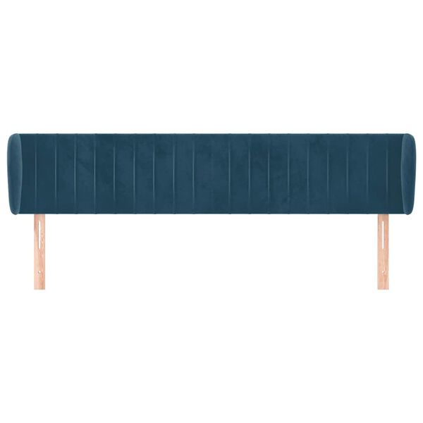 vidaXL Hoofdbord met randen 183x23x78/88 cm fluweel donkerblauw