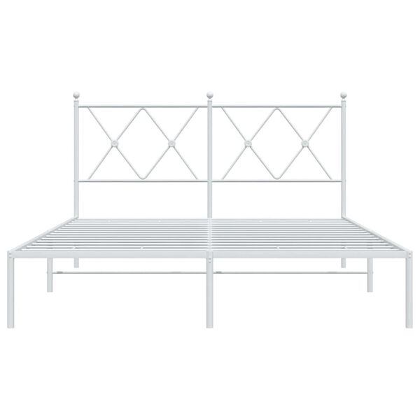 vidaXL Bedframe met hoofdbord metaal wit 140x190 cm