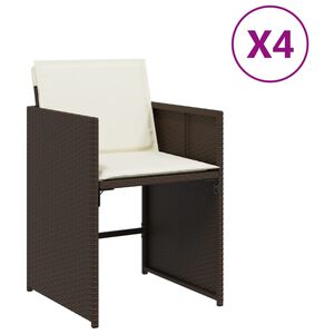 vidaXL Tuinstoelen 4 st met kussens poly rattan bruin