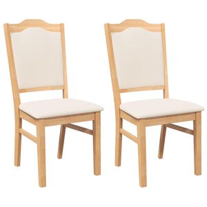 vidaXL Eetkamerstoelen met kussens 2 stuks massief hout rubber