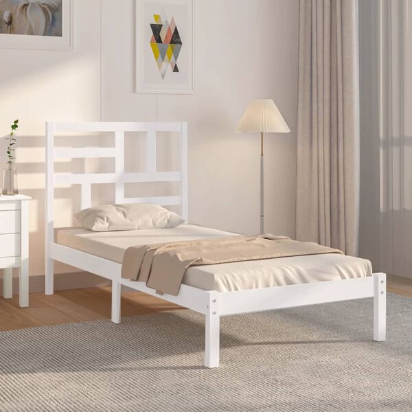 vidaXL Bedframe massief hout wit 90x200 cm