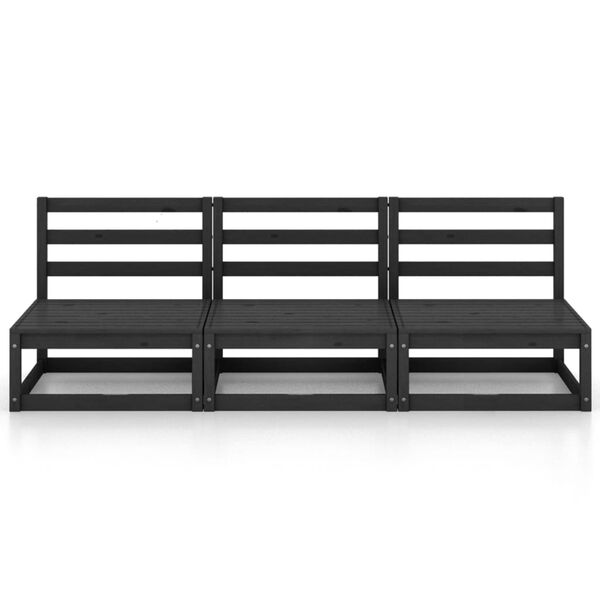 vidaXL Tuinbank 3-zits massief grenenhout zwart