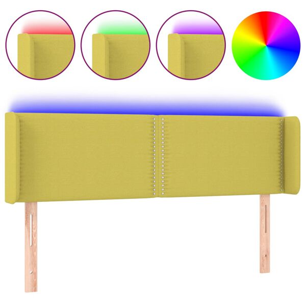 vidaXL Hoofdbord LED 147x16x78/88 cm stof groen