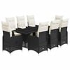 vidaXL 9-delige Bistroset met kussens poly rattan zwart