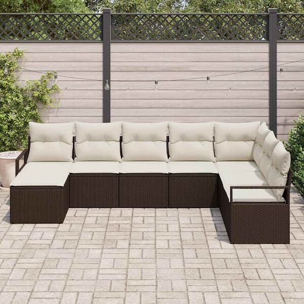 vidaXL Tuin Sofa Set 8 pcs Bruin Poly riet