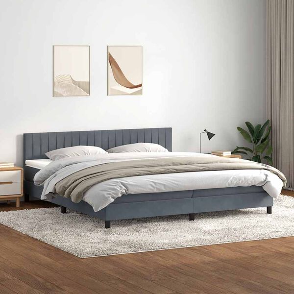 vidaXL Boxspring met matras fluweel donkergrijs 180x220 cm