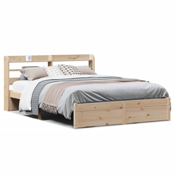 vidaXL Bedframe met hoofdbord massief grenenhout 150x200 cm
