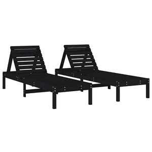vidaXL Ligbedden 2 st 199,5x60x74 cm massief grenenhout zwart